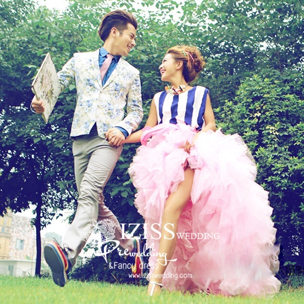 PW072 - **เลิกผลิตค่ะ** ชุดคู่ถ่ายพรีเวดดิ้ง (prewedding dress) & ชุดแต่งงานแฟนซี (Fancy wedding dress)ชายหญิง "ธีมสีชมพู-ฟ้า"