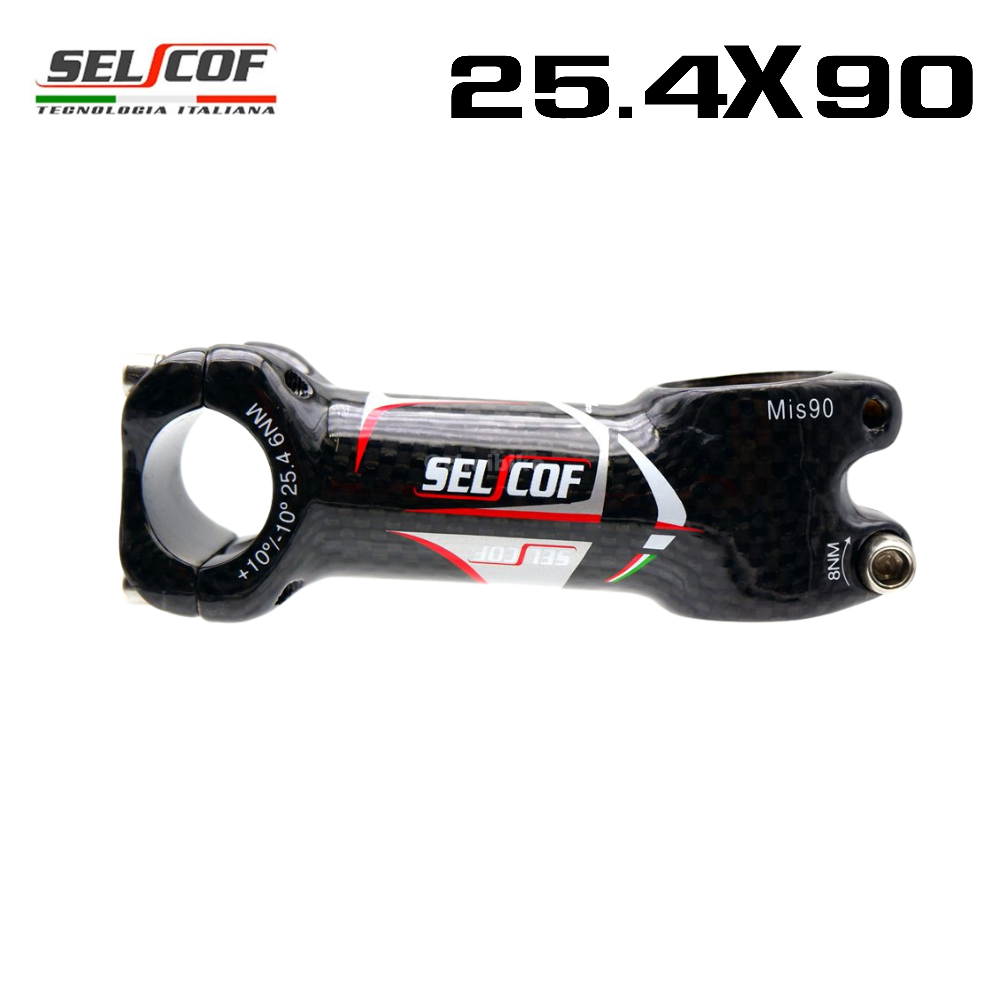 สเต็มจักรยานอลูมิเนียมเคลือบคาร์บอน SELCOF KA04W +-10 25.4mm