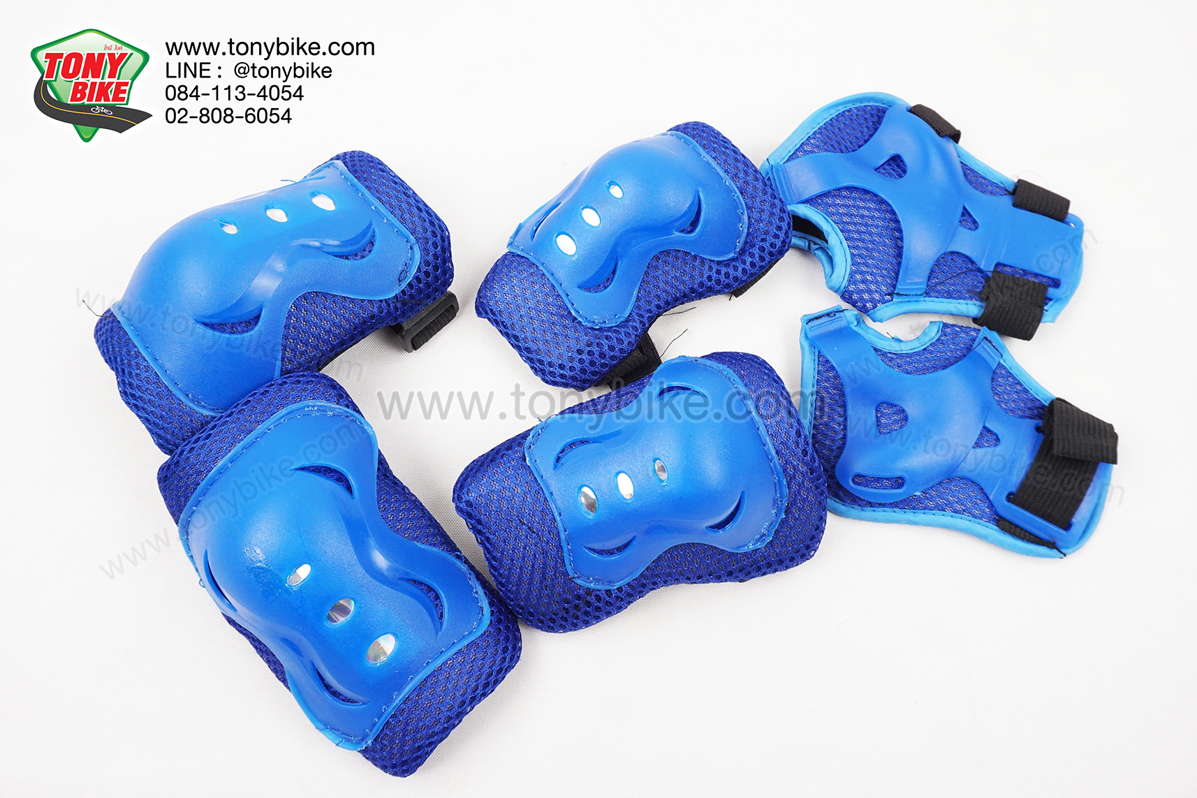 สนับเข่าเด็ก 6 ชิ้น สนับเข่า สนับศอก สนับมือ สีน้ำเงิน