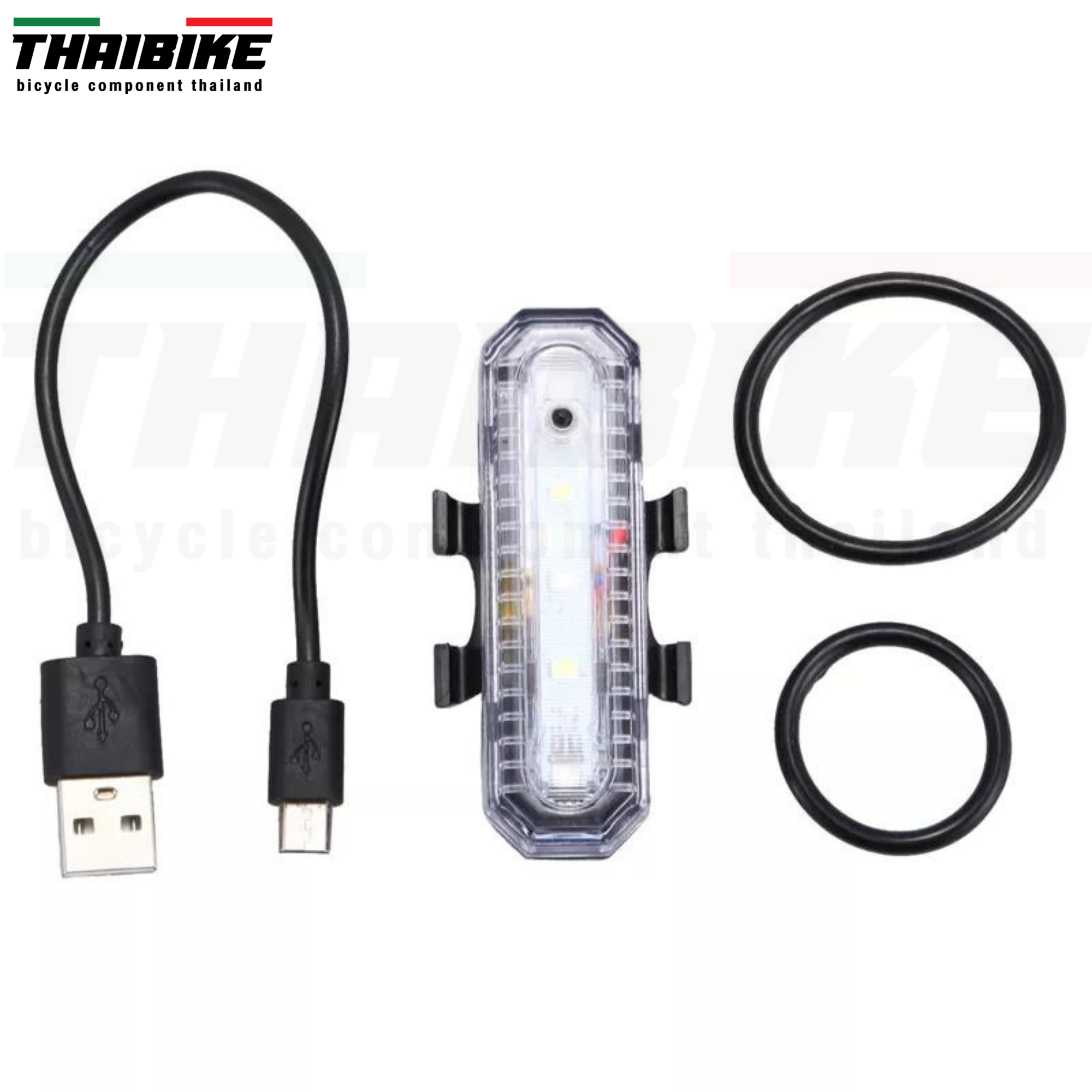 ไฟท้ายจักรยานชาร์จ USB THAIBIKE 004 ไฟสีแดง ไฟสีแดงน้ำเงิน