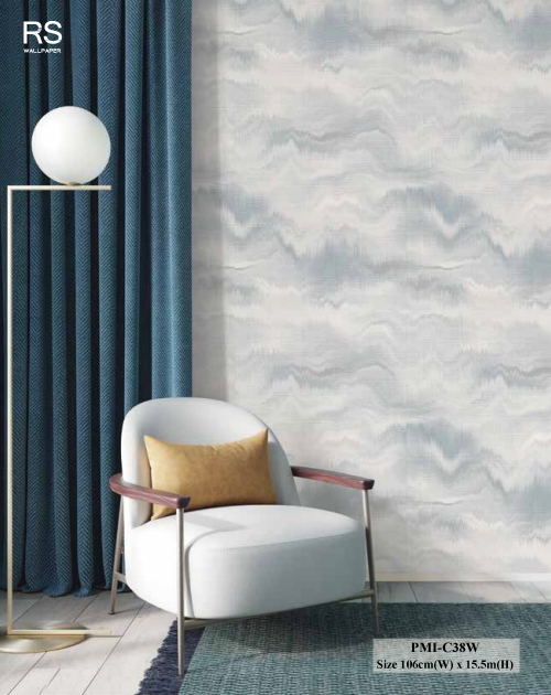 วอลเปเปอร์สไตล์ Abstract สีเทาฟ้า PMI-C38W