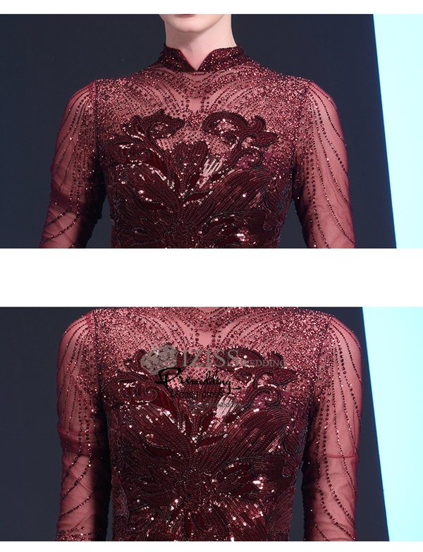 T025 **พรีออเดอร์เดรสชุดเลื่อมสีแดง สีน้ำเงิน สีดำ**ชุดราตรียาวเลื่อมทั้งชุด คอจีน แขนสั้น เล่นดีเทลซีทรูช่วงอกและแขน แต่งเลื่อมไม้ลายดอกไม้ เข้ารูปช่วงเอว กระโปรงทรงปล่อย สวยงามหรูหราไฮโซมากๆ ค่ะ