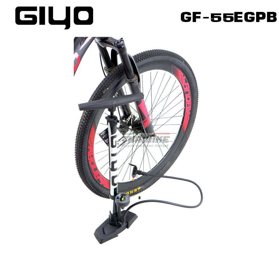 สูบจักรยานแบบตั้งพื้น GIYO GF-55EGPB มีเกจ์วัด 160 PSI
