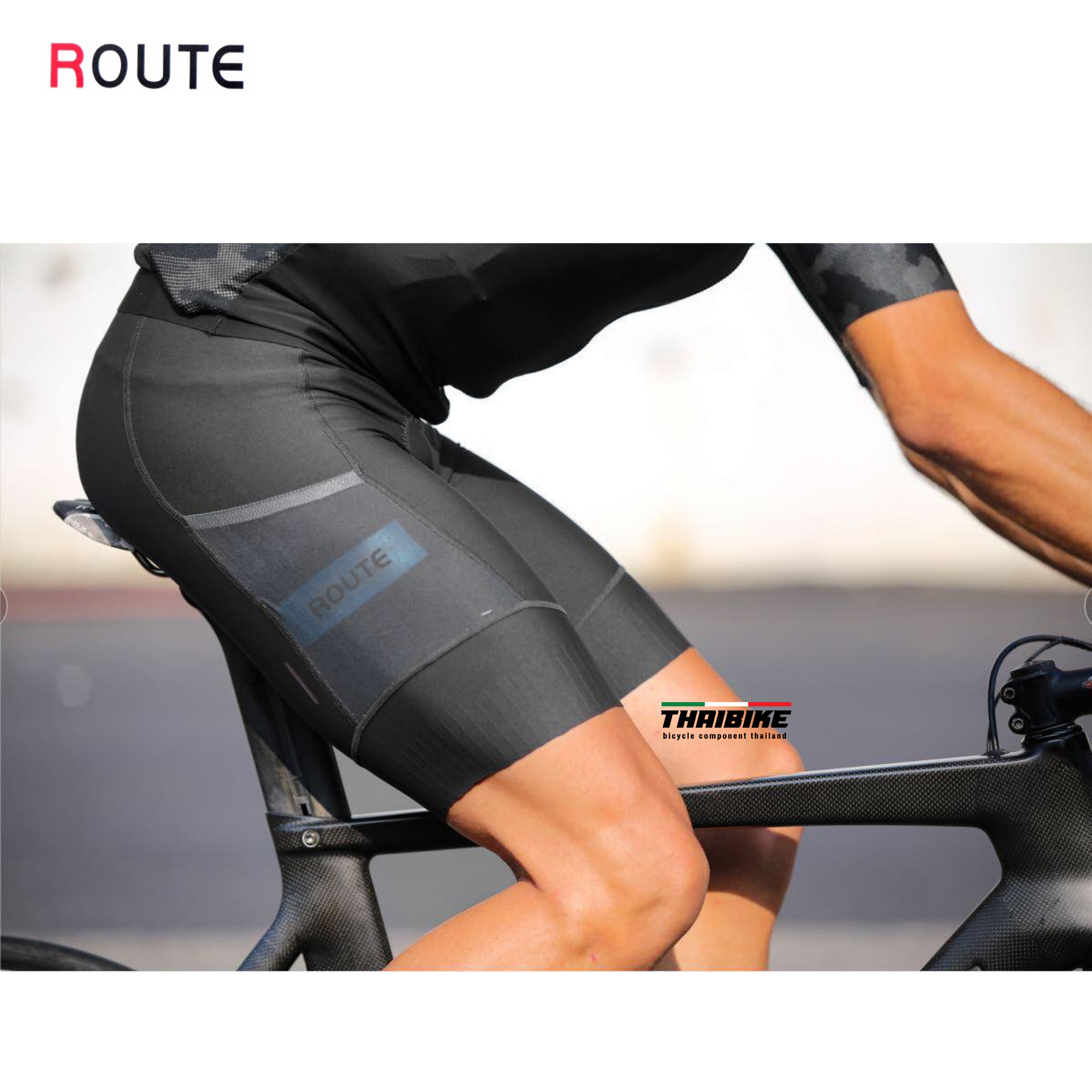กางเกงเอี้ยมขาสั้นปั่นจักรยาน ROUTE Cycling Bib Short แถมกระเป๋าทุกสี