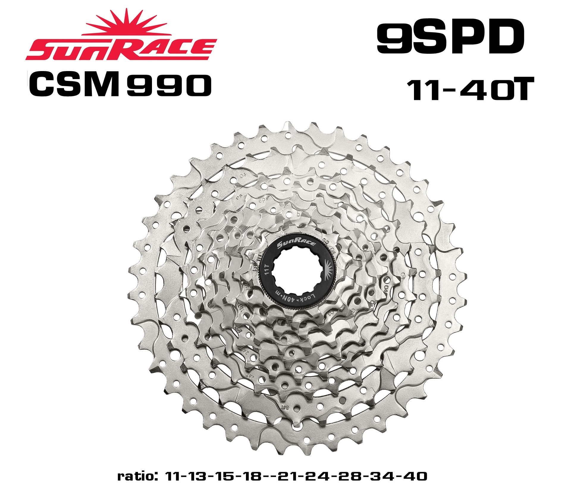 เฟืองจักรยาน SUNRACE รุ่น CSM990 silver 9 SPD ขนาด 11-40T