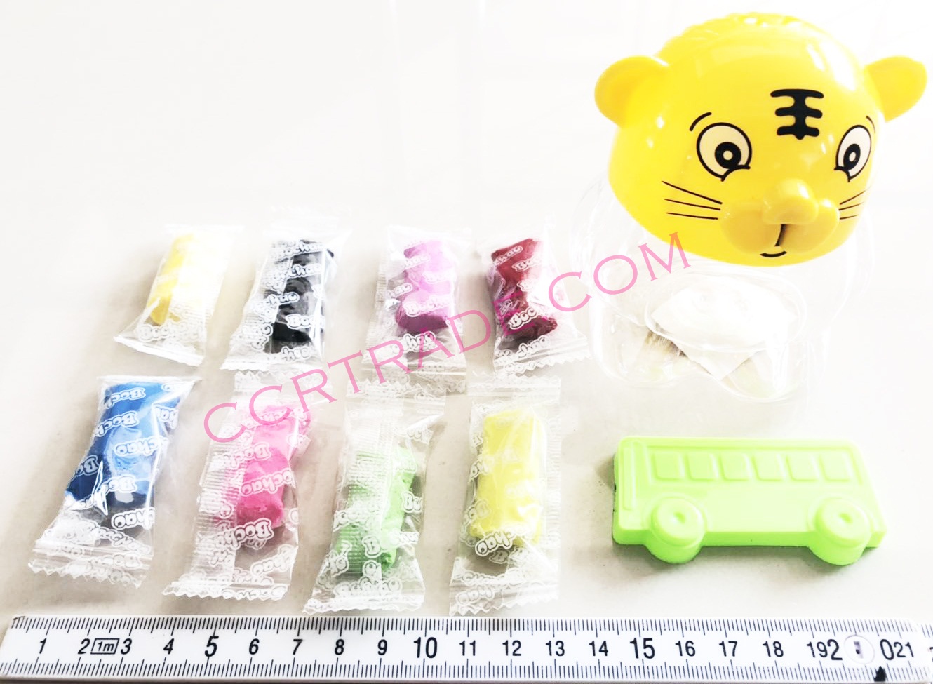 แป้งโด 8 สี+ตัวปั้มกระปุกเสือ 9x9.5 ซม.