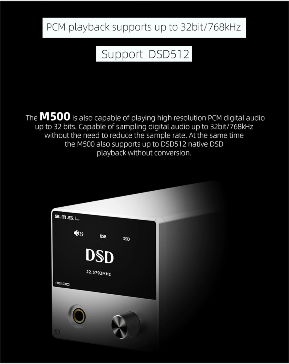 ขาย SMSL M500 DAC& ตั้งโต๊ะ ระดับ Hi-Res รองรับ MQA ประกันศูนย์ไทย