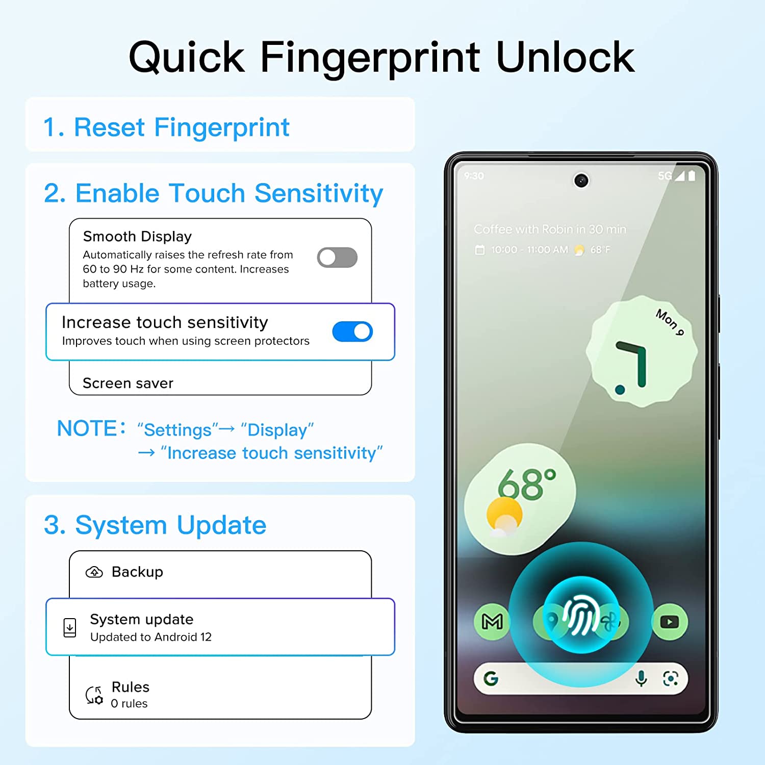JETech Screen Protector for Google Pixel 6a 2-Pack Each