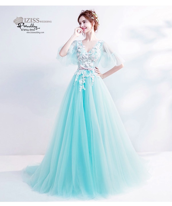 DL018 - **พรีออเดอร์** ชุดราตรี เดรสยาวออกงาน (short dresses) ชุดไปงานแต่งงานสวยๆ "ธีมสีเขียวมินท์"