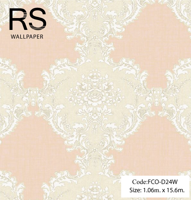 วอลเปเปอร์ลายหลุยส์โทนขาวพื้นสีโรสโกลด์ FCO-D24W