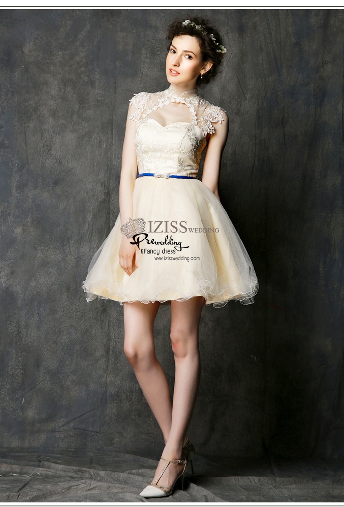 ฺBM0111 - พรีออเดอร์ ชุดเพื่อนเจ้าสาวราตรีสั้นสีครีม น่ารักมากๆค่ะ