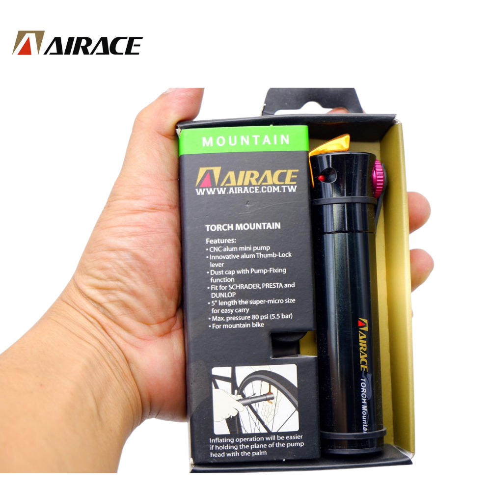 สูบจักรยานแบบพกพา AIRACE TORCH AI-AP ขนาดเล็ก 5 นิ้ว 100 psi (7 bar).