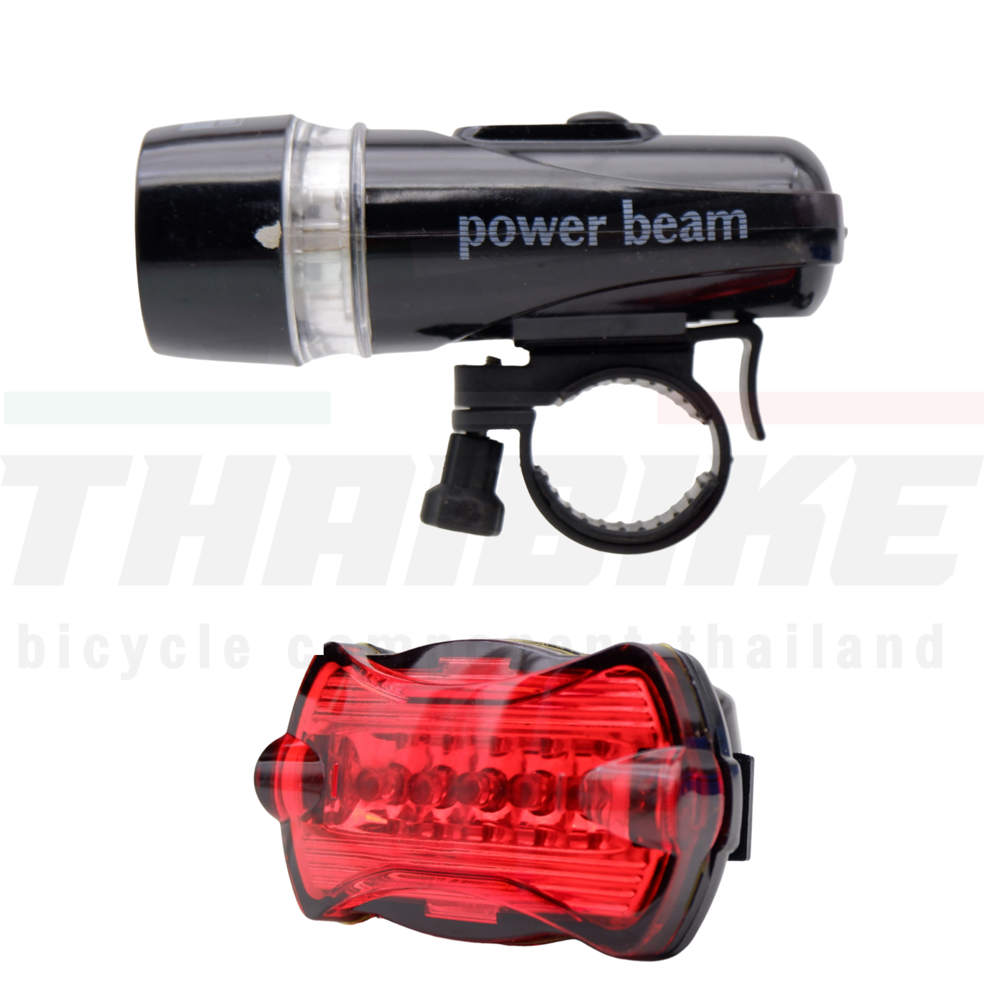 ชุดไฟหน้าไฟท้ายจักรยาน POWERBEAM ไฟท้าย แบบใส่ถ่าน