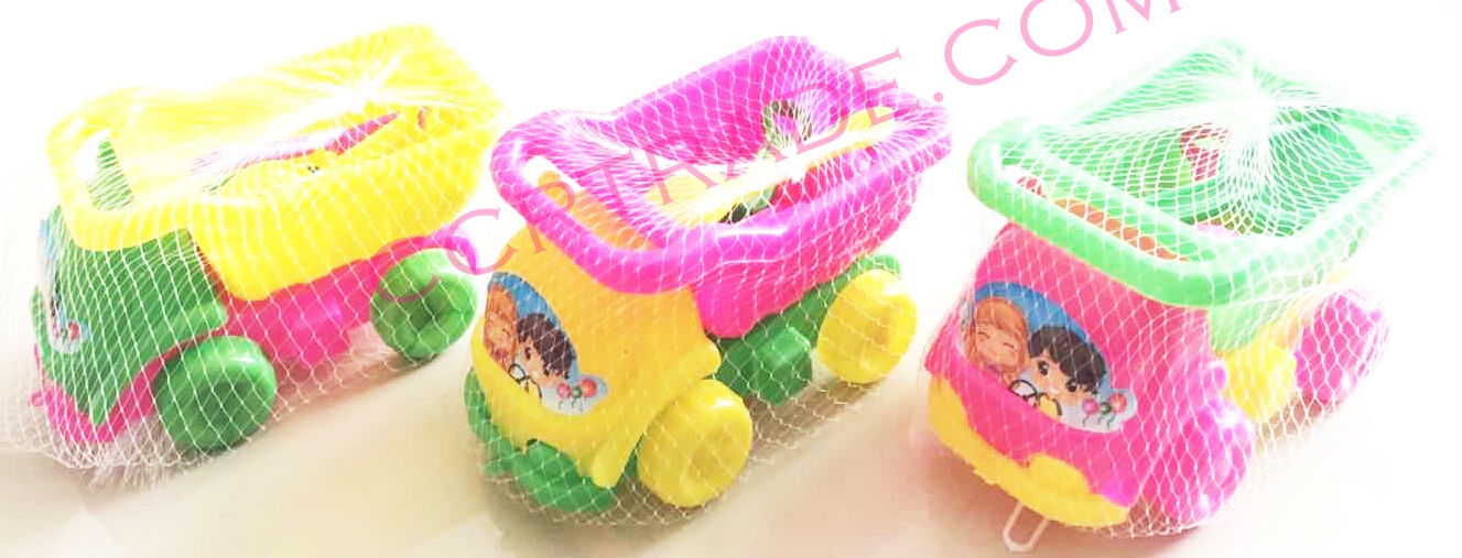 รถบรรทุกเล่นทราย+ที่ตักถุงตาข่าย 14 ซม.