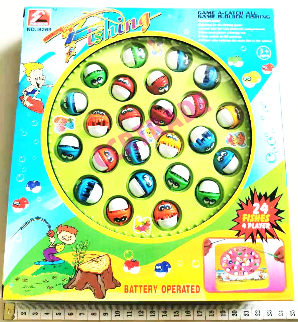 เกมส์ตกปลา 24 ตัว+คันเบ็ด 5 ชิ้น มีเพลงกล่อง 22x24 ซม.(1x3)