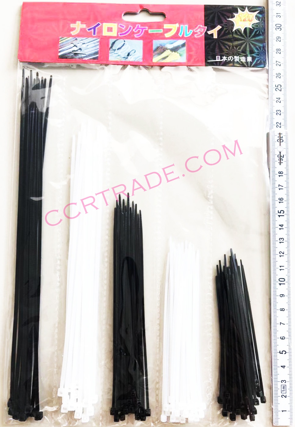 ที่รัดสายไฟ 5 ช่อง ขาวดำ 32 ซม.(เคเบิ้ลไทร์)