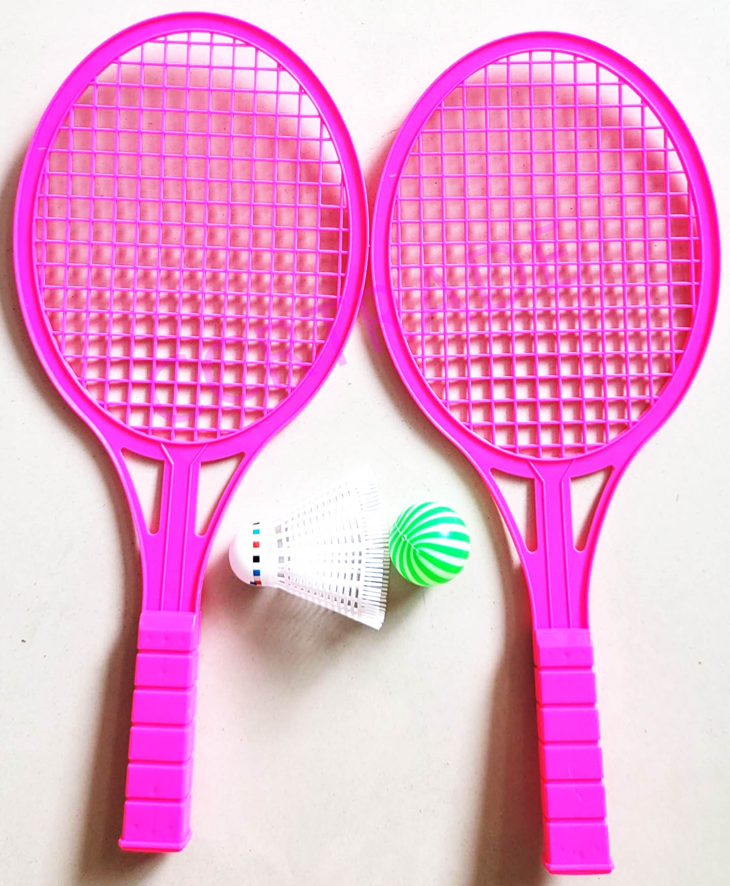 ไม้แบดสีสด 2 ชิ้น+ลูกแบดถุง 40 ซม.