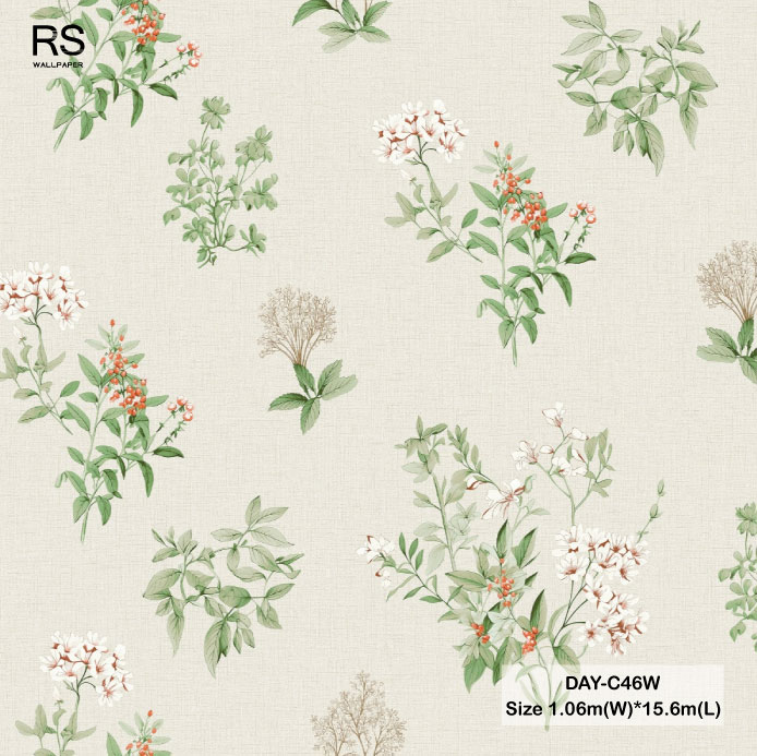 วอลเปเปอร์ลายดอกไม้ พื้นสีเทา DAY-C46W