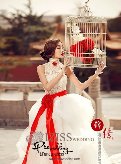 PW187 - Pre order ชุดคู่ถ่ายพรีเวดดิ้ง (prewedding dress) & ชุดแต่งงานแฟนซี (Fancy wedding dress)ชายหญิง "ธีมสีขาว-แดง"
