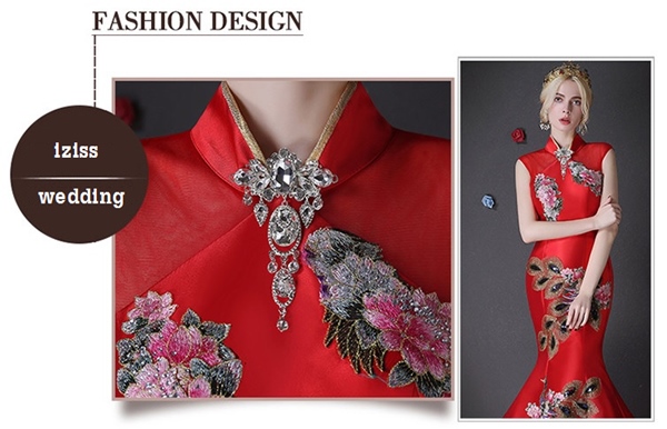 PW434- **พรีออเดอร์สีเขียวและสีแดง**ชุดกี่เพ้ายาว ชุดยกน้ำชา ชุดถ่ายพรีเวดดิ้ง (prewedding dress) & ชุดแต่งงานแฟนซี (Fancy wedding dress) "ธีมสีเขียว"