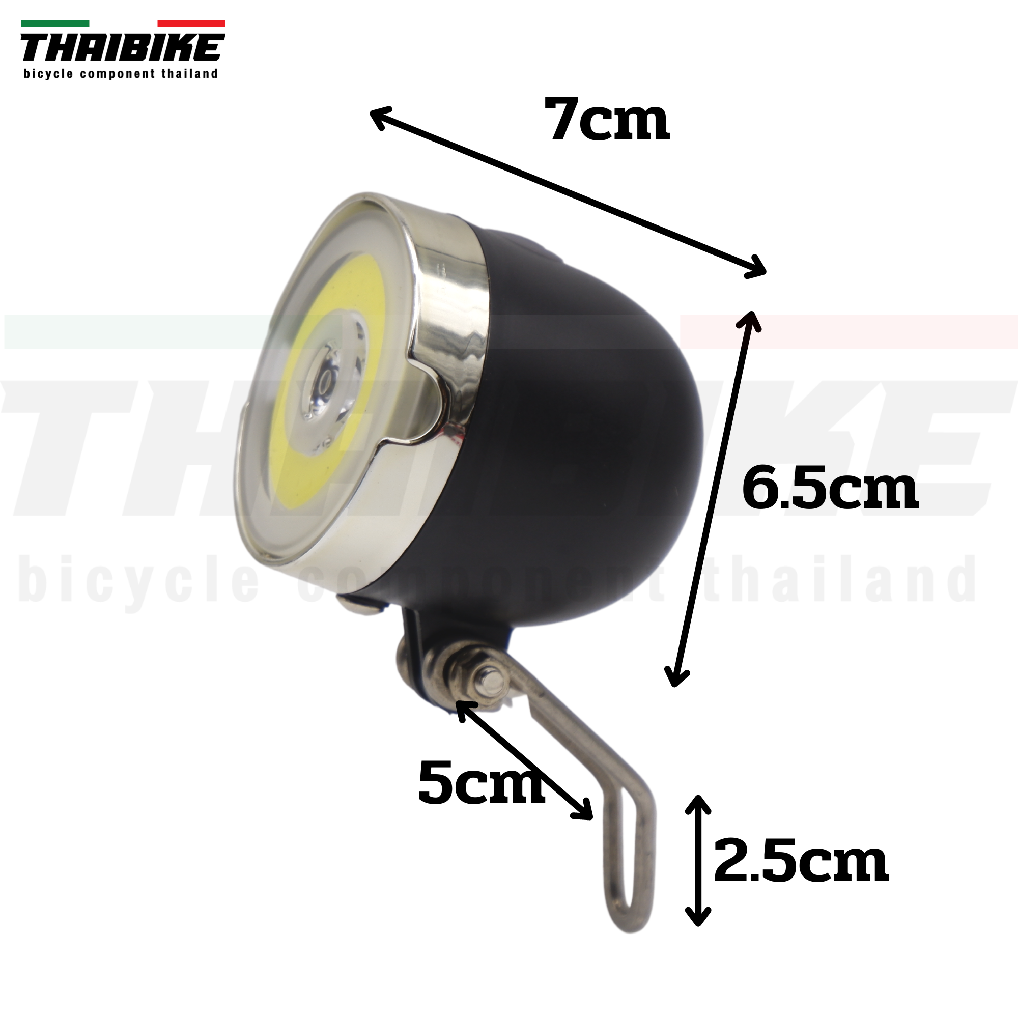ไฟหน้าจักรยานวินเทจ ทรงกลม THAIBIKE ใช้ถ่าน มีถ่านแถมฟรี