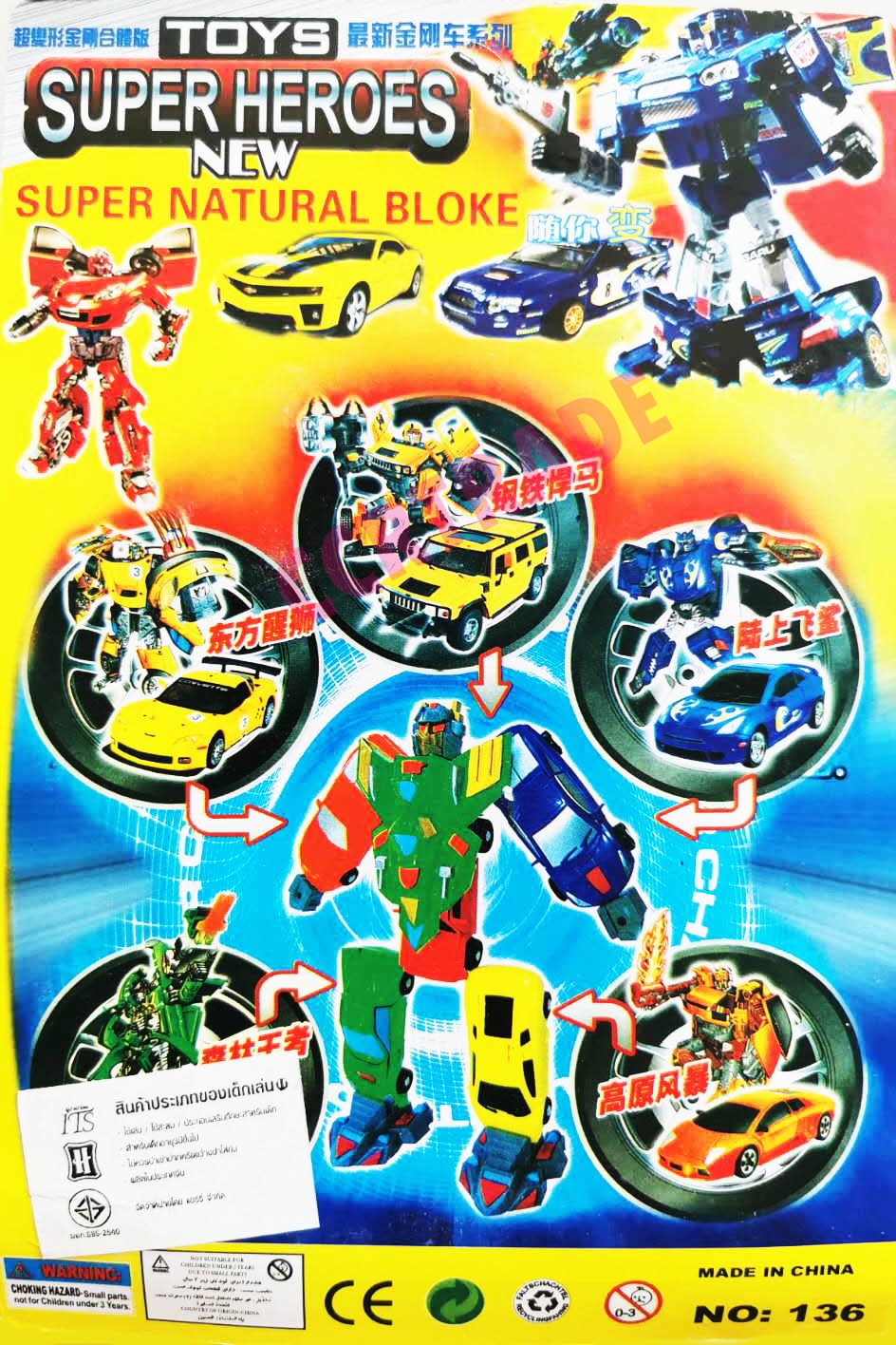 รถหุ่นยนต์สีสดแปลงร่างแผงครอบ 25 ซม.