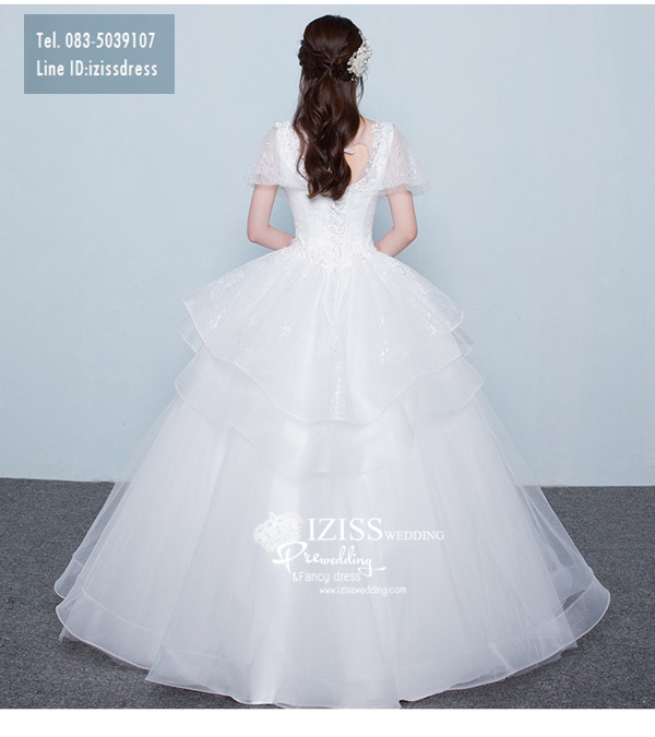 BR288**พรีออเดอร์**ชุดแต่งงาน&ชุดเจ้าสาวแบบยาวสีขาวเกรดพรีเมี่ยม เปิดไหล่ มีแขน หรูหราน่ารัก สวยโดดเด่นไม่ซ้ำใคร