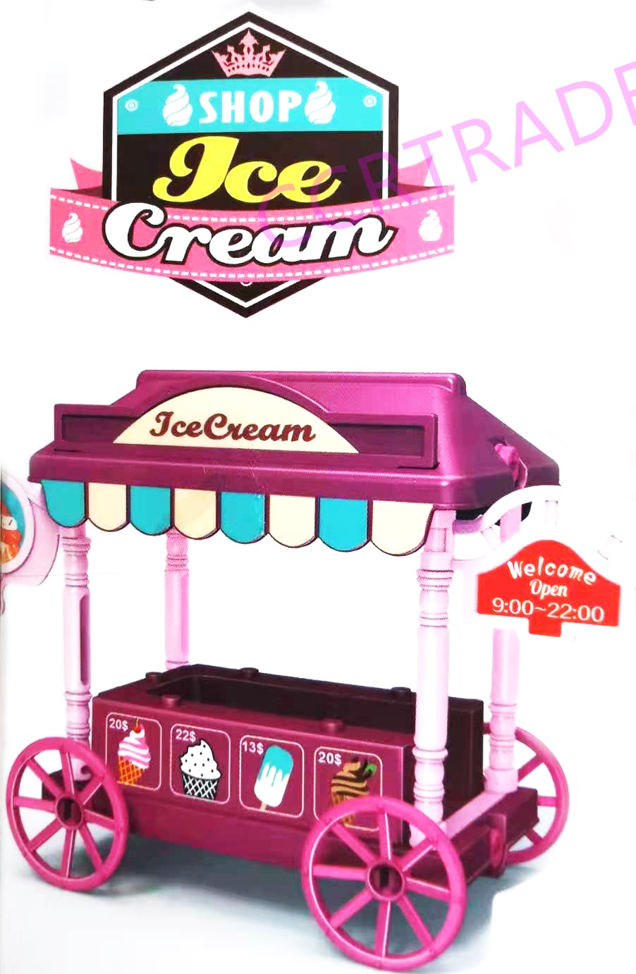 เซ็ทร้านรถเข็นไอศครีม DIY กล่อง(งานห้าง) 15.5x26 ซม.(1x3)