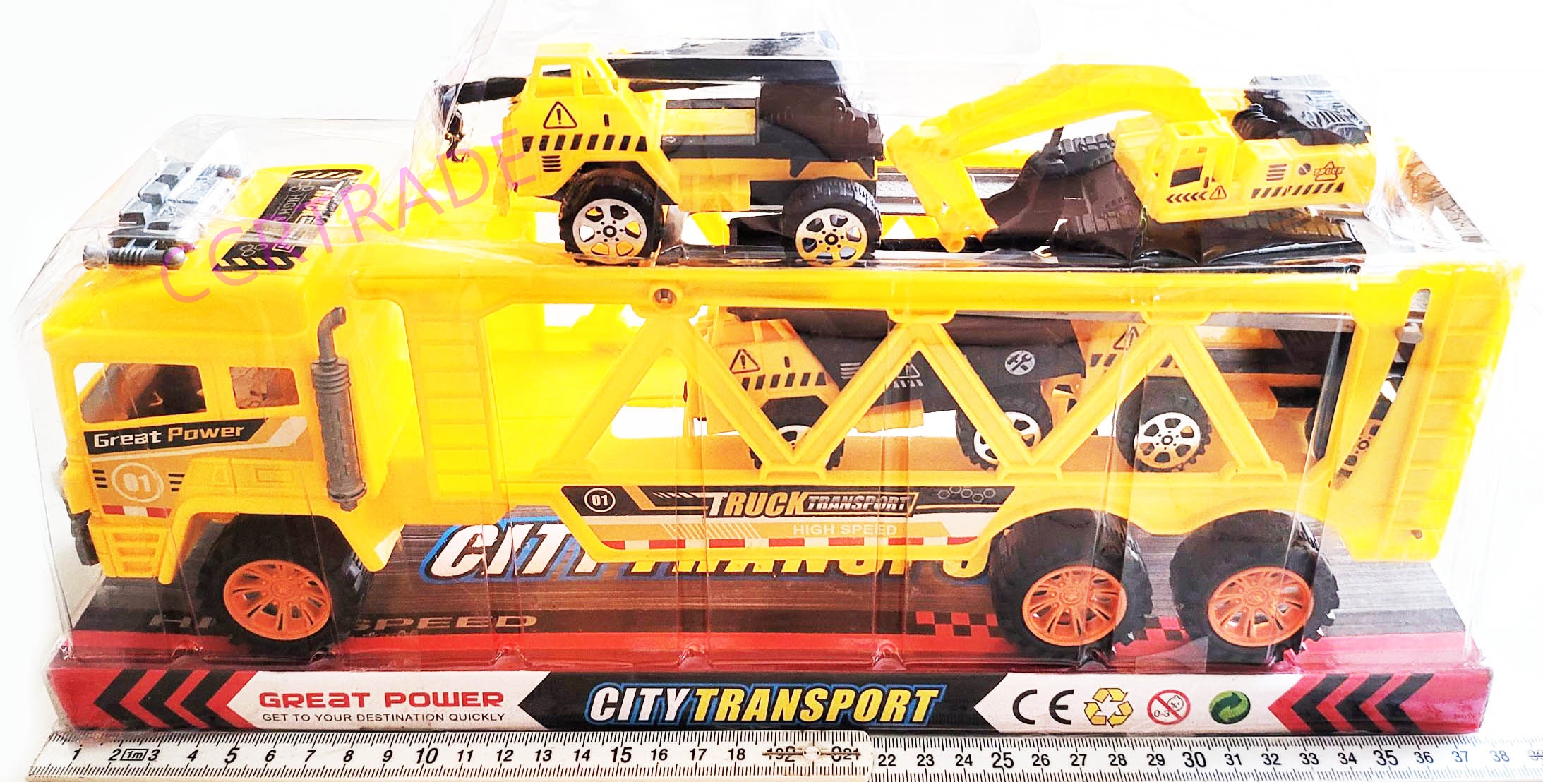 รถบรรทุกแม็คโคร มีลานฝาครอบ 18x38 ซม.(1x3)