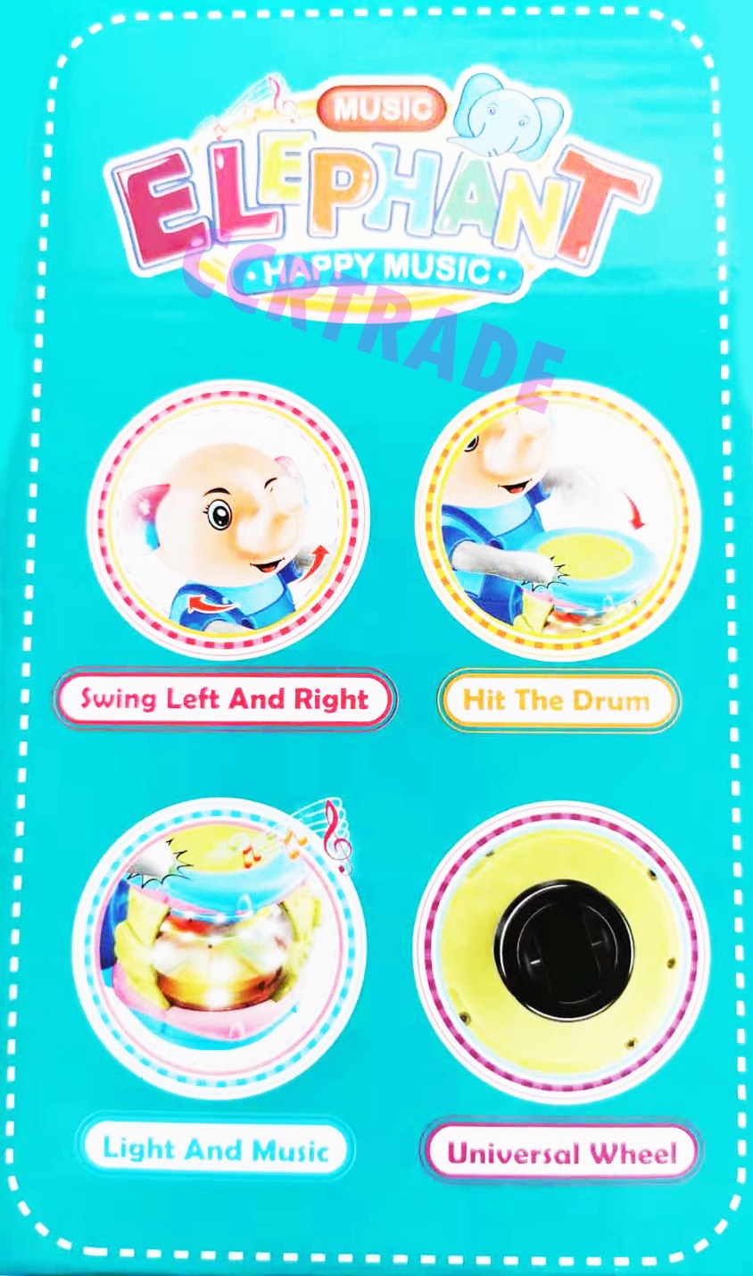 ช้างตีกลองชนถอย มีเสียง มีไฟกล่อง 17x20 ซม.(1x3)