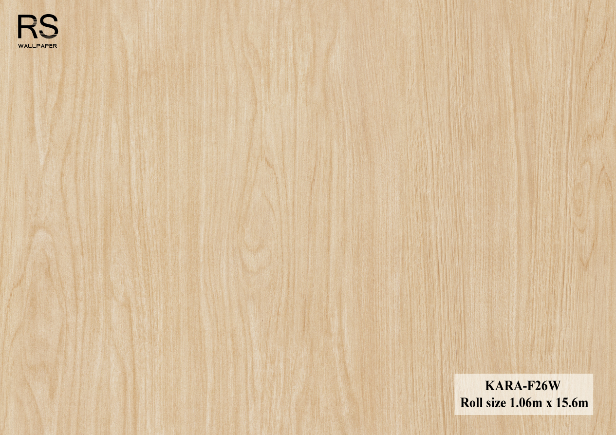 วอลเปเปอร์ ลายไม้ สีน้ำตาลอ่อนอมเหลืองสว่าง KARA-F26W