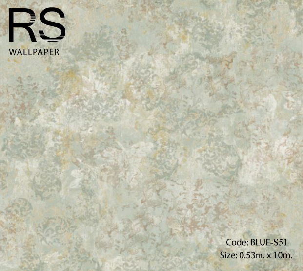 วอลเปเปอร์เทกเจอร์ต้นไม้จางๆสไตล์วินเทจ BLUE-S51
