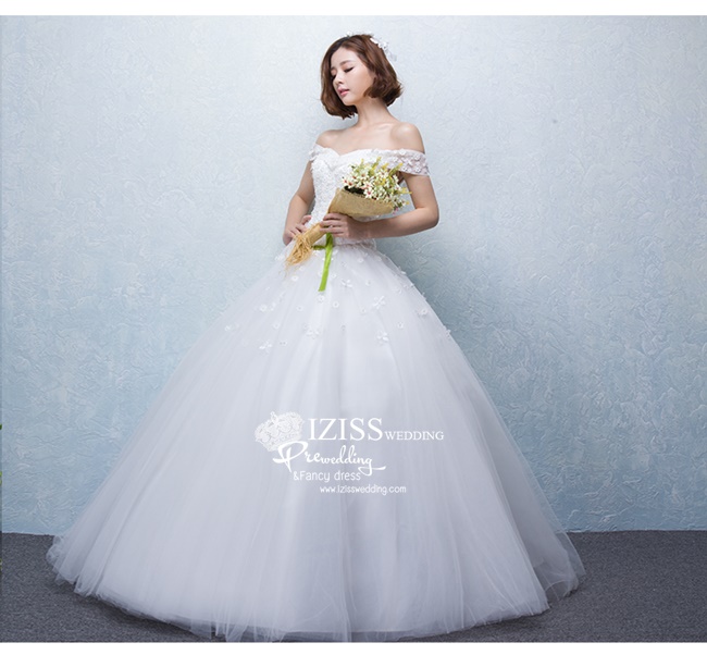 BR151 **พรีออเดอร์**ชุดแต่งงาน&ชุดเจ้าสาวแบบยาวสีขาวเกรดพรีเมี่ยม เปิดไหล่ มีแขน หรูหราน่ารัก สวยโดดเด่นไม่ซ้ำใคร