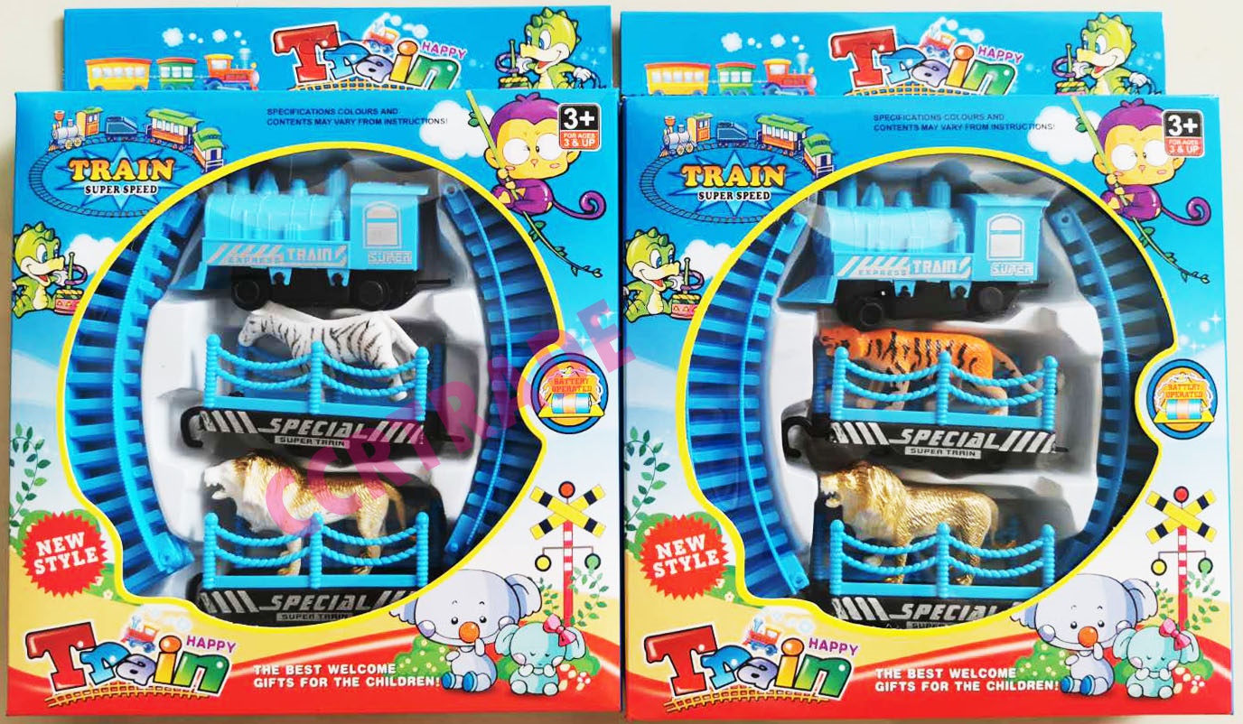 รถไฟบรรทุกสัตว์ป่า+รางกล่อง 20.5x25 ซม.(1x3)