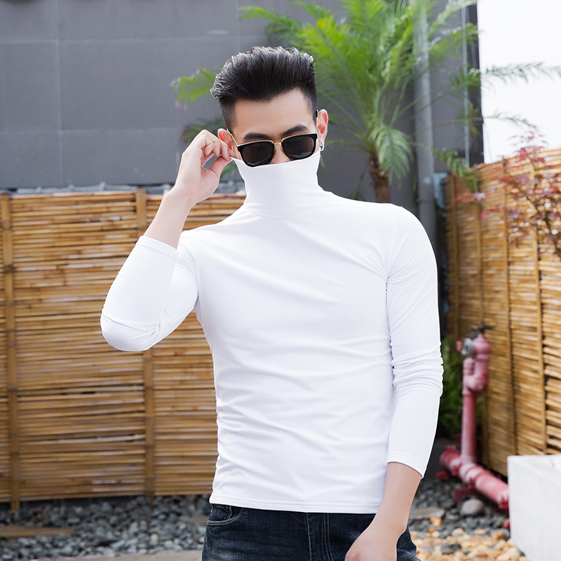 พร้อมส่ง เสื้อยืดคอเต่าผู้ชาย สีขาว แขนยาว เนื้อผ้าเข้ารูป ผ้ายืดหยุ่นได้ดีมาก ใส่กับสูท หรือใส่กันหนาวได้