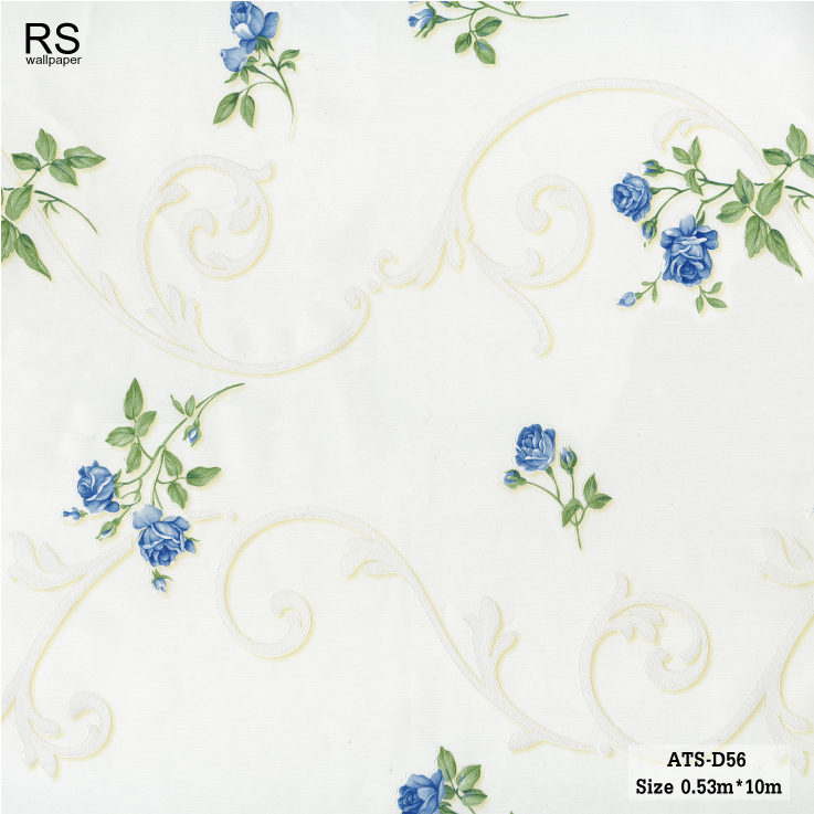 วอลเปเปอร์ ลายดอกไม้สีฟ้า ATS-D56