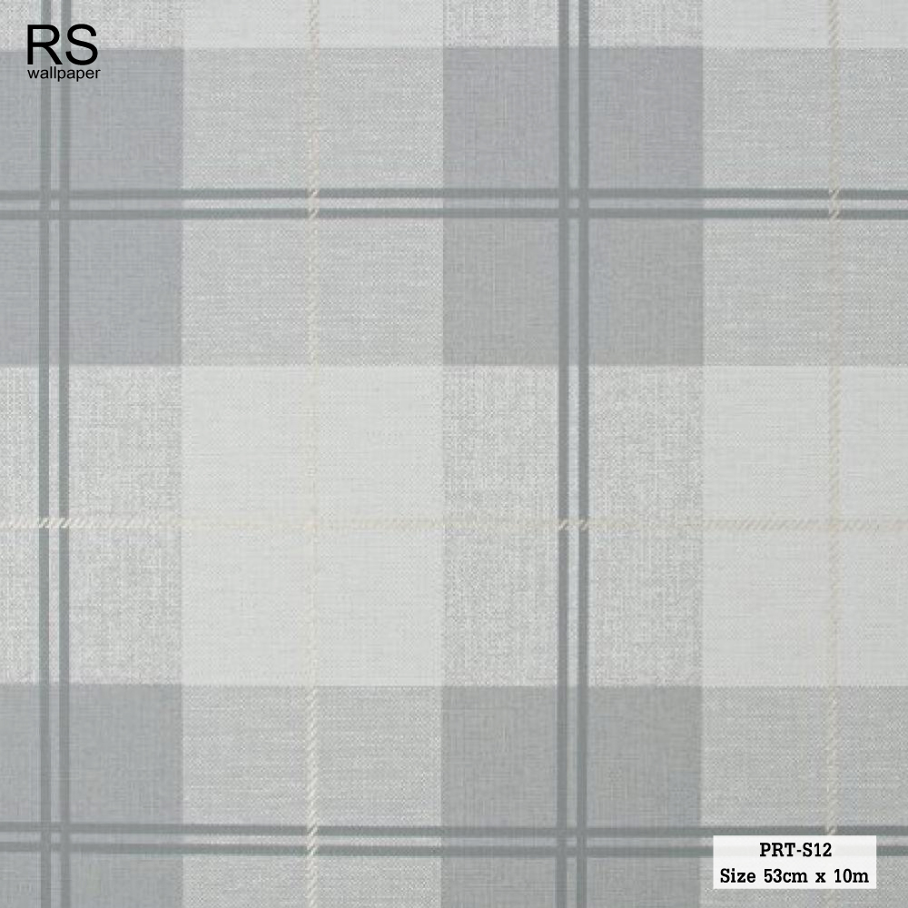 วอลเปเปอร์ ลายตารางสก๊อต สีเทา PRT-S12