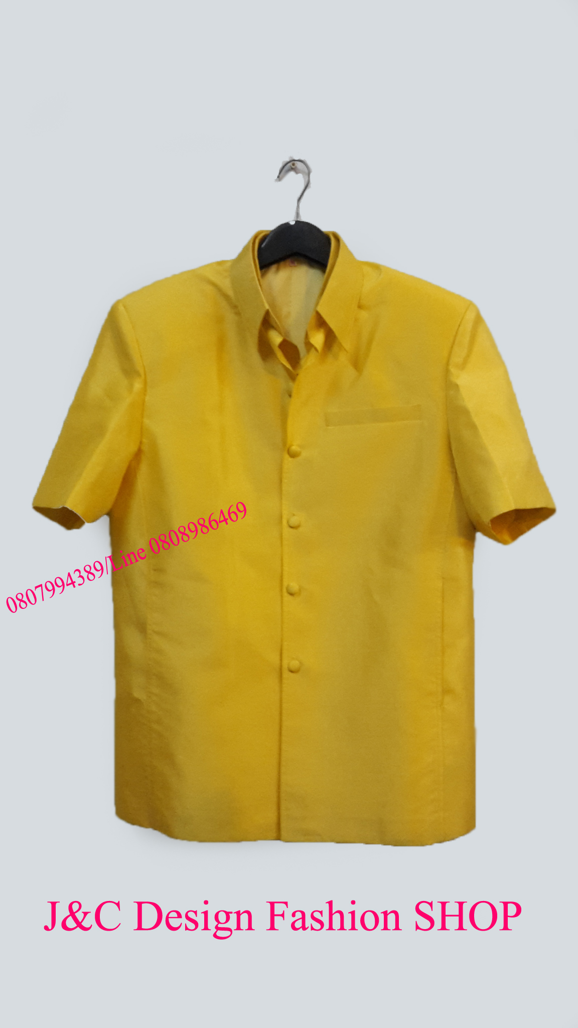 เสื้อสูทชายไหมแกมฝ้ายสีเหลือง เสื้อสูทชายไหมแกมฝ้ายสีเหลือง สูทผ้าไทยชาย ซาฟารีผ้าไทยชาย