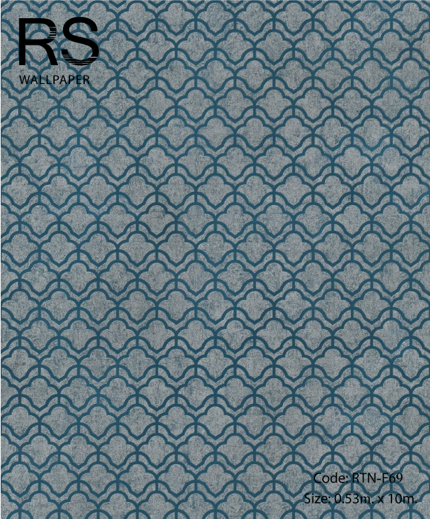 วอลเปเปอร์ลายฉลุโมเดิร์นสีเงินพื้นสีน้ำเงิน RTN-F69