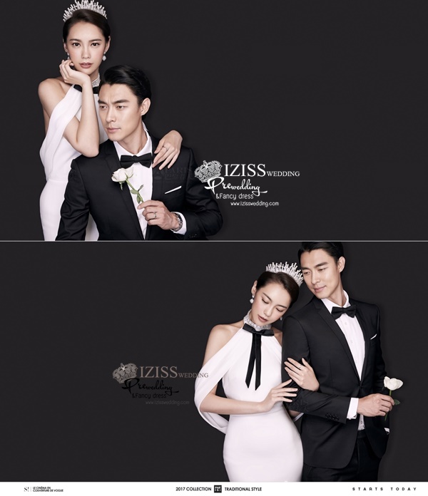 PW595 - **พรีออเดอร์ค่ะ** ชุดราตรีสีขาว สูทสีดำ ชุดคู่ถ่ายพรีเวดดิ้ง (prewedding dress) & ชุดแต่งงานแฟนซี (Fancy wedding dress)ชายหญิง "ธีมสีขาว ดำ"