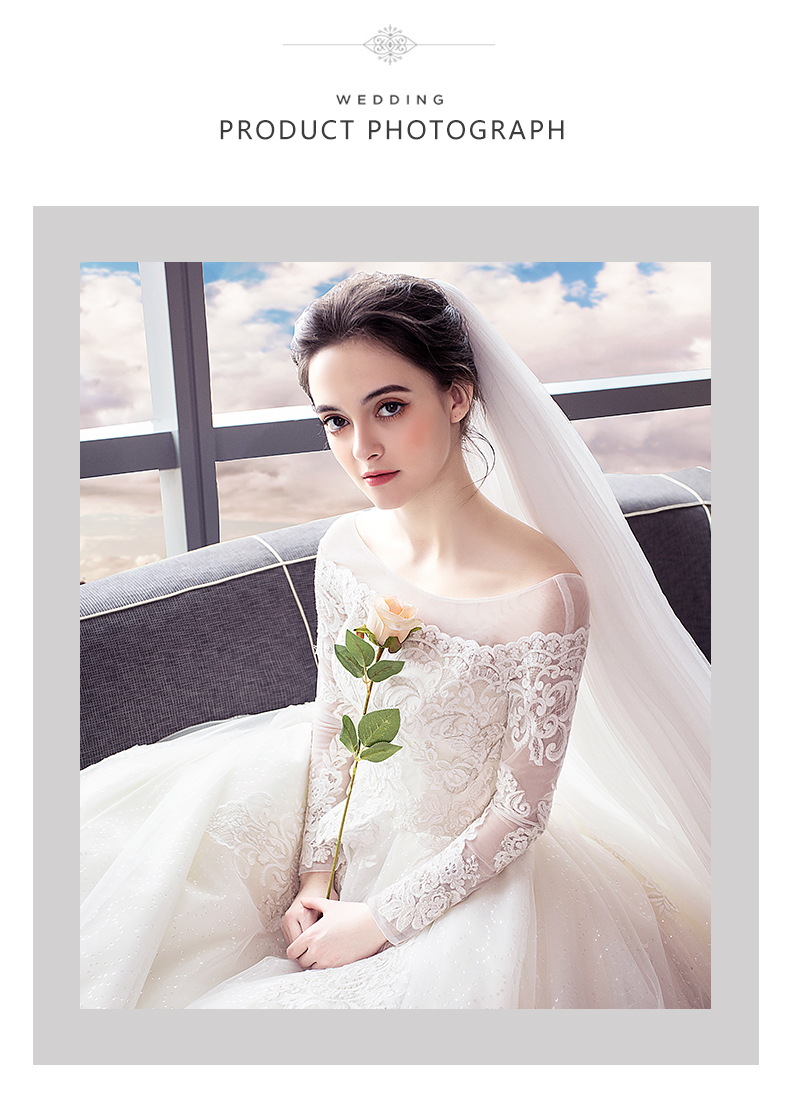 BR335 **พรีออเดอร์**ชุดแต่งงาน&ชุดเจ้าสาวแบบยาวอลังการ สีขาวเกรดพรีเมี่ยม หรูหราน่ารัก สวยโดดเด่นไม่ซ้ำใคร