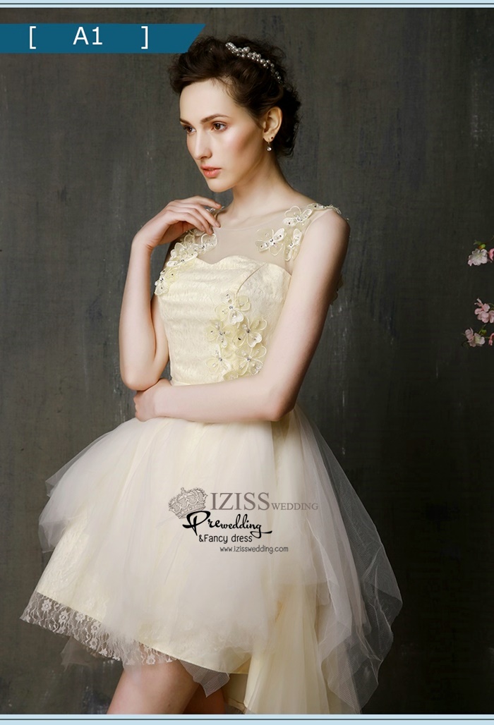 ฺBM0109 - พรีออเดอร์ ชุดเพื่อนเจ้าสาวราตรีสั้นสีครีมและสีโอโรส สวยมากๆค่ะ