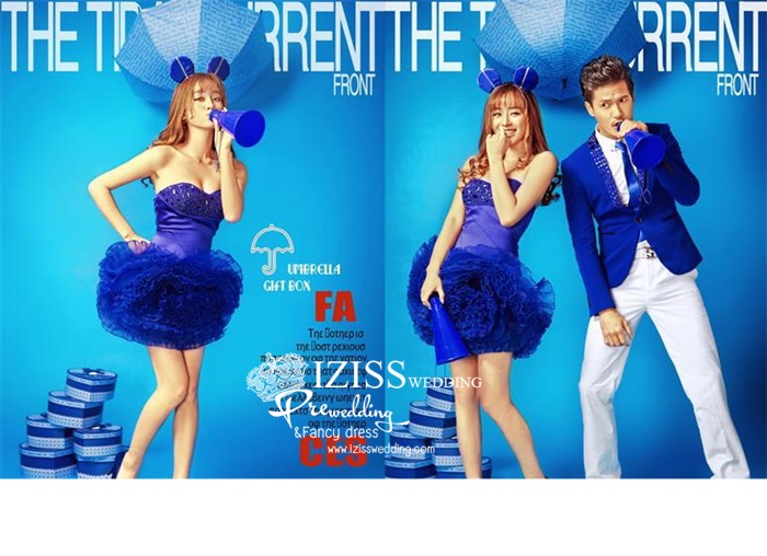 PW006 - **เลิกผลิตค่ะ** ชุดคู่ถ่ายพรีเวดดิ้ง (prewedding dress) & ชุดแต่งงานแฟนซี (Fancy wedding dress)ชายหญิง "ธีมสีน้ำเงิน"