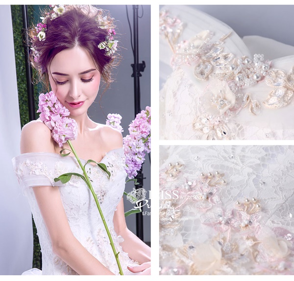 BR290 **พร้ีออเดอร์**ชุดแต่งงาน&ชุดเจ้าสาวแบบยาวสีขาวเกรดพรีเมี่ยม หรูหราน่ารัก สวยโดดเด่นไม่ซ้ำใคร