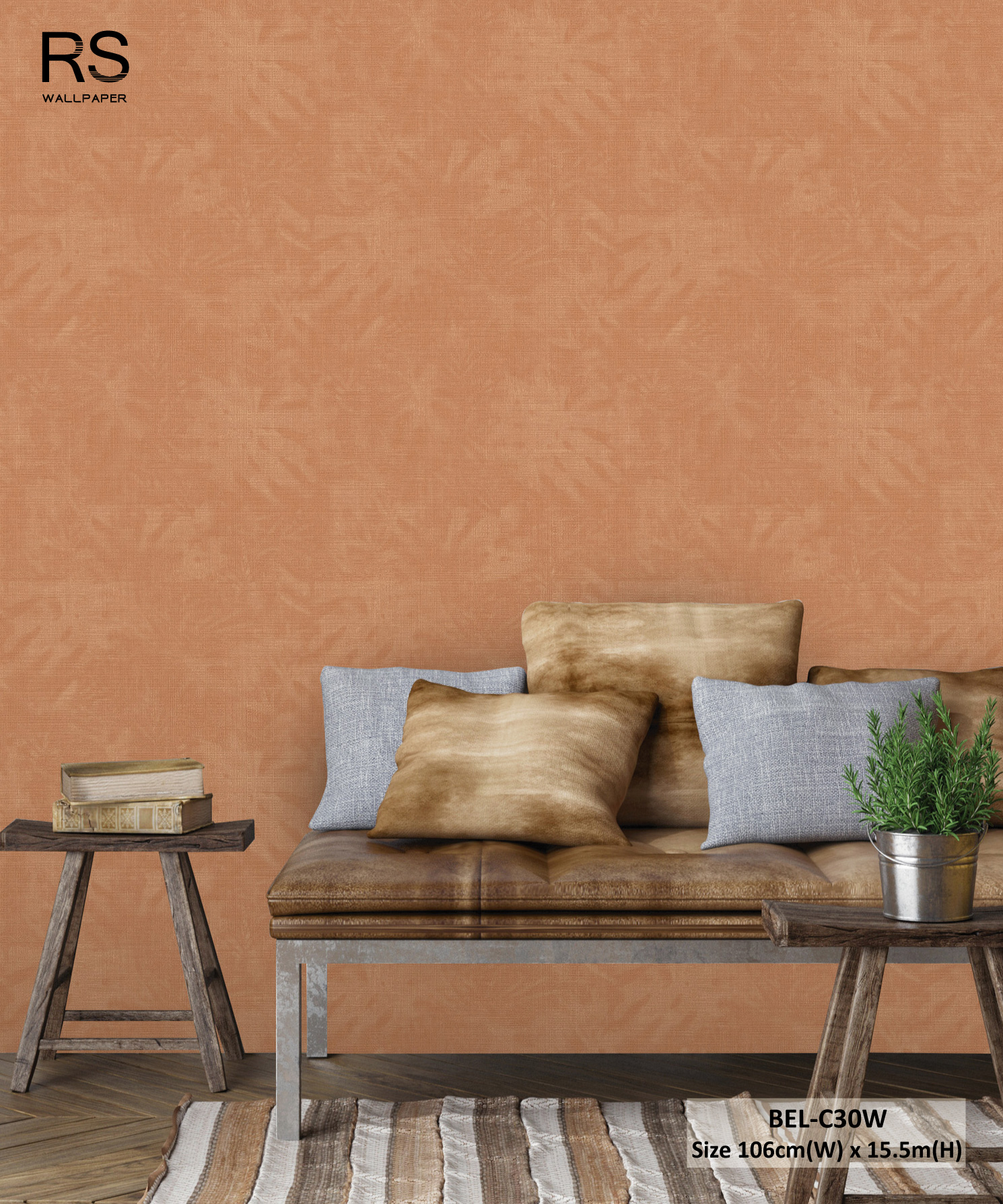 วอลเปเปอร์ สไตล์ abstract สีส้ม BEL-C30W