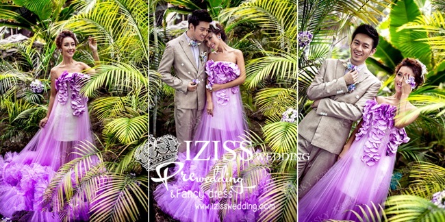 PW160 - **พรีออเดอร์** ชุดคู่ถ่ายพรีเวดดิ้ง (prewedding dress) & ชุดแต่งงานแฟนซี (Fancy wedding dress)ชายหญิง "ธีมสีม่วง-ขาว"