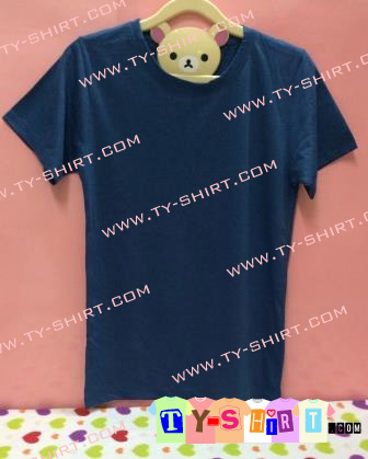 เสื้อยืดคอกลมแขนสั้นสีฟ้าคราม เสื้อยืดเปล่า เสื้อคอกลม