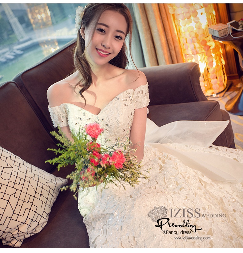 BR332 **พรีออเดอร์**ชุดแต่งงาน&ชุดเจ้าสาวแบบยาวอลังการ สีขาวเกรดพรีเมี่ยม หรูหราน่ารัก สวยโดดเด่นไม่ซ้ำใคร