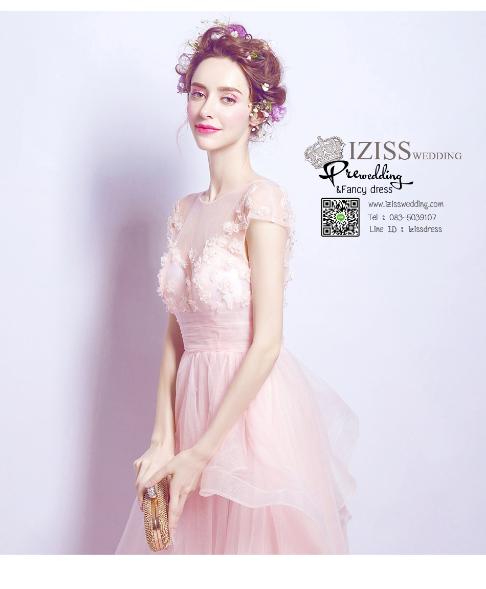 DL003 - **Pre order** ชุดราตรี เดรสยาวออกงาน (Evening dresses) ชุดไปงานแต่งงานสวยๆ "ธีมสีส้มโอโรส"