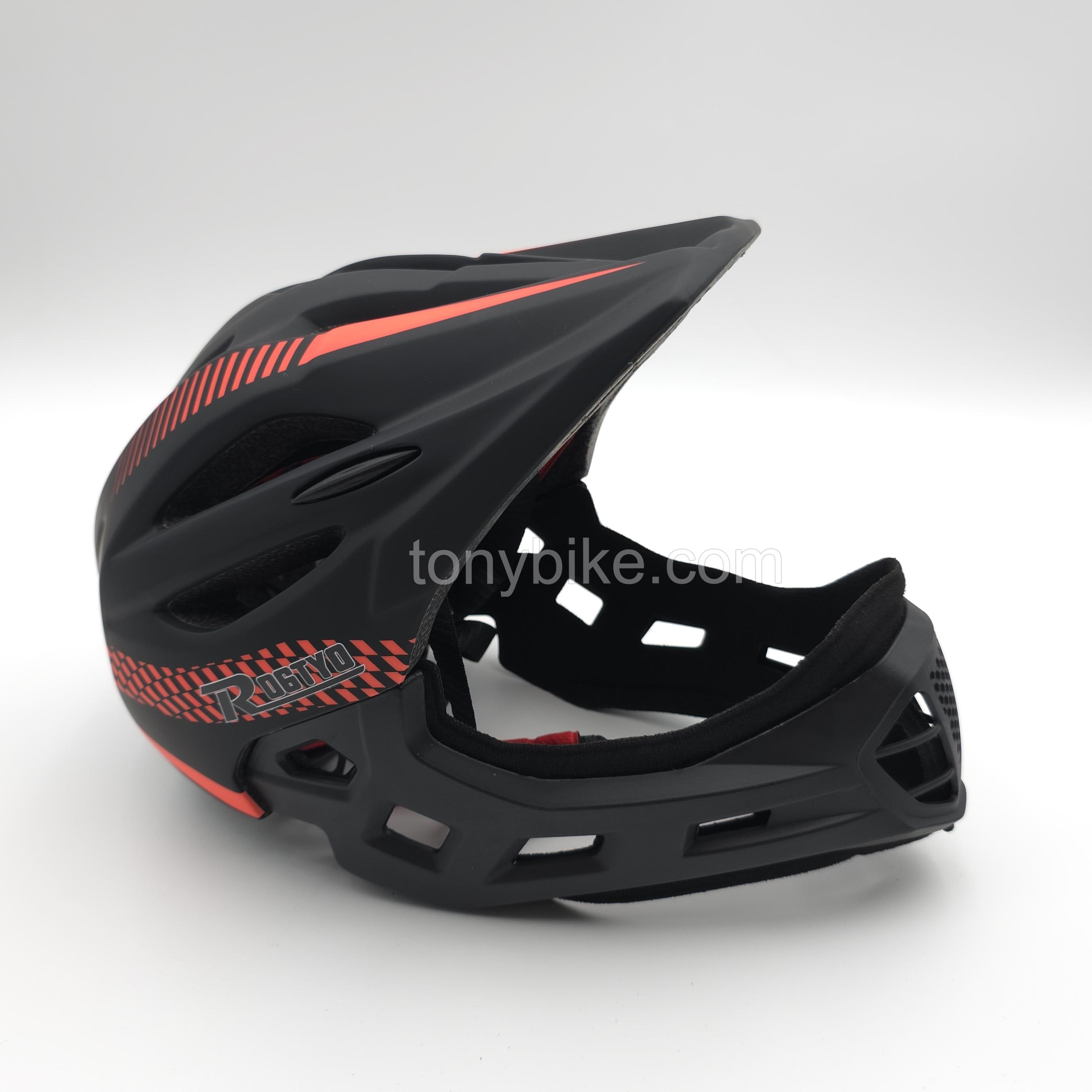 หมวกจักรยานเด็ก เต็มใบ สีดำส้ม 46-53 ซม.